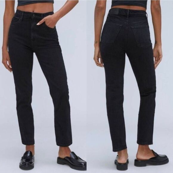 Everlane Original Cheeky Crop Jeans Women's 26 Black Dark Wash Denim - Picture 1 of 8